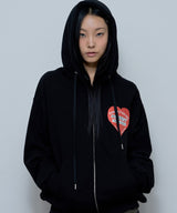 CRIMSON HEART HOOD ZIP-UP (BLACK)_F24ZA964