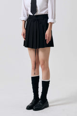 SWAN PLEATS SKIRT PANTS / BLACK