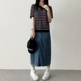 Sundy Charlang クールデニムロングスカート [ショート & ベーシックセレクション] Lyocell Fabric