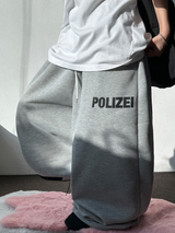HIGH QUALITY ✨ BRUSHED / STRING / KOREAN ✨ FRONT BOLD LETTERING TATTOO POINT SEMI WIDE BALLOON LONG PANTS 💙💛💚 - 4 COLORS