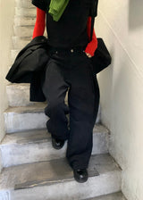  TUCK COTTON WIDE PANTS