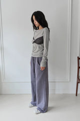26SS★ TWISTED LACE LAYERED DRAPE T-SHIRT