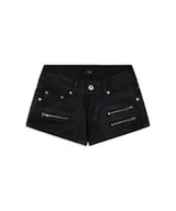 TRIPLE ZIP FOIL SHORTS (BLACK)