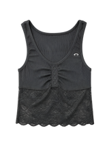 LACE SHORT SLEEVELESS [CHARCOAL]