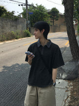 Tod pigment stripe collar short sleeve 4C