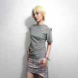 ASYMMETRIC DRAPED T-SHIRT: MELANGE