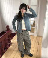 バノツーポケットスリムデニムシャツ
