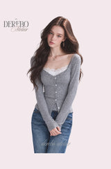 Ria lace layered cardigan long-sleeve  top