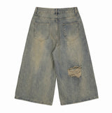 Terran Wide Distressed Bermuda Denim Pants