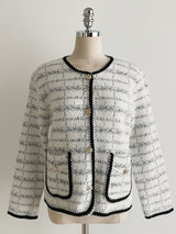 [Two-piece set] Rosy color matching knit cardigan banding skirt set