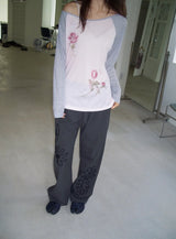Flower print raglan T(2c)