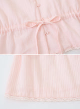 [SHOPPERMADE] LY カラーリボン半袖ブラウス (3color)