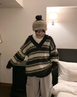 Poening Brush Stripe V-Neck Knit