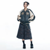 Destroyed Camo Carpenter Bermuda Pants - CHARCOAL