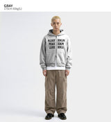 2-way Crop Fit Typo Hooded Zip-up Gray
