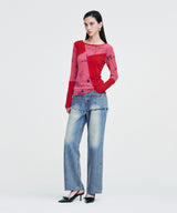 Elemental Motif Patchwork T-shirt _ RED