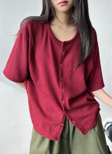 デリータ ルーズ ニット ショートスリーブ カーディガン 5カラー