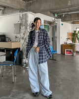 Breed wrinkle checked shirt