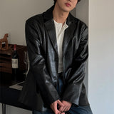 Cecle Leather Pintuck Jacket