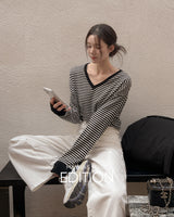 【MADE】Striped V-neck Knit