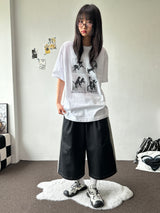 Back Two Pocket Belt Stitch Denim Bermuda Shorts 2color