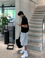 グリフェカーペンターバミューダピンタックバンディングショーツ