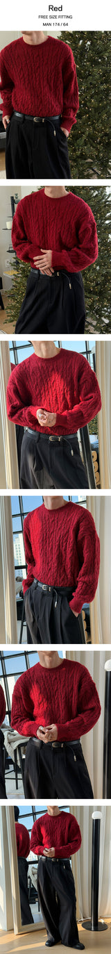 [Unisex] アンゴラケーブルニット(4color)