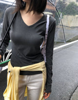 [ORIGINAL] Tika Pigment V-Neck Long-Sleeve T-Shirt
