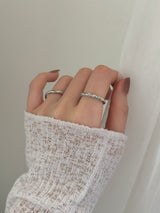 [4 set] square twisted bold ring set / ring layered simple mood