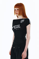 YEEL RACING ASYMMETRIC T-SHIRT BLACK