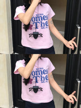 Tiny Summer Comes Strar レタリング半袖Tシャツ