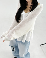 RIBBON POINT MESH CARDIGAN🤍🩷🩵💛🖤 - 5 COLORS