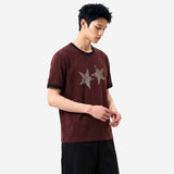 エッセンシャルスタンダード半袖リンガーTシャツ ヴィンテージスター バーガンディ