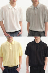 オープンニットポロTシャツ