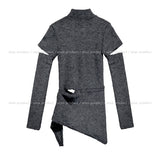 Pony Incision Wrap Knit Turtleneck