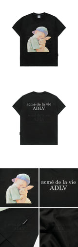 24FW RABBIT HUG BOY BABY FACE SHORT SLEEVE T-SHIRT (OVERSEAS EXCLUSIVE) BLACK