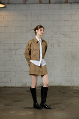 LEOPARD TRUCKER JACKET / BEIGE