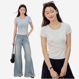 フレンチ インスパイアード レース パネル レースアップ Tシャツ