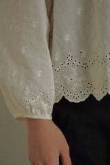 コテージ刺繍ガーデンブラウス [アイボリー]