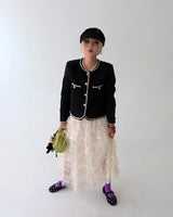 Color-Blocked Chain Tweed Jacket