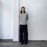 Navy Side-Line Draped Pants