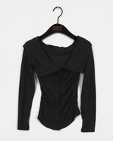 Tsupol Bokashi Collar Off-Shoulder Burton T-shirt