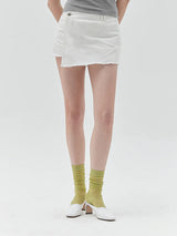 KIRSH PLAIN SEMI WIDE DENIM SKIRT PANTS - WHITE