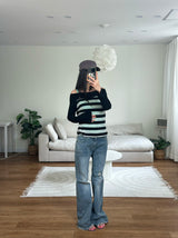 stripe off shoulder tee