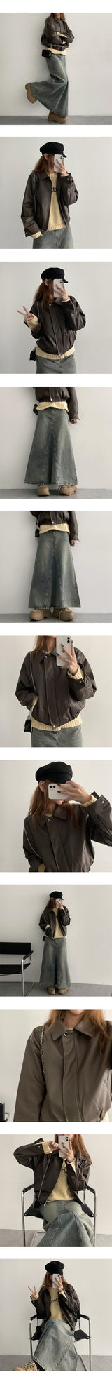 Tende collar leather jacket