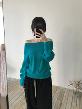スラッシュモヘアオフショルダーニット (3 colors)