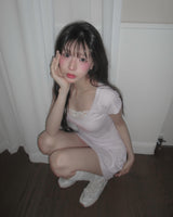 [MADE] Viola Lace Shirred Mini Dress