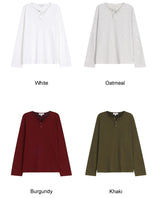 DNヘンリーネックワッフル長袖Tシャツ