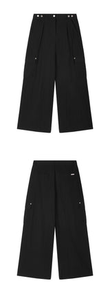 [mnem] Tucked Nylon Cargo Pants (black)