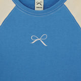 ブルー/ベージュラグランTシャツ